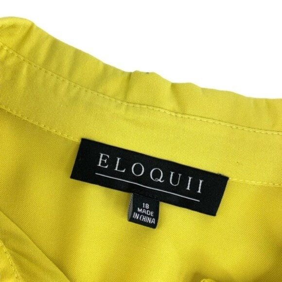 NWT Eloquii Chartreuse Button Down Long Sleeve Shirt - Picture 5 of 6